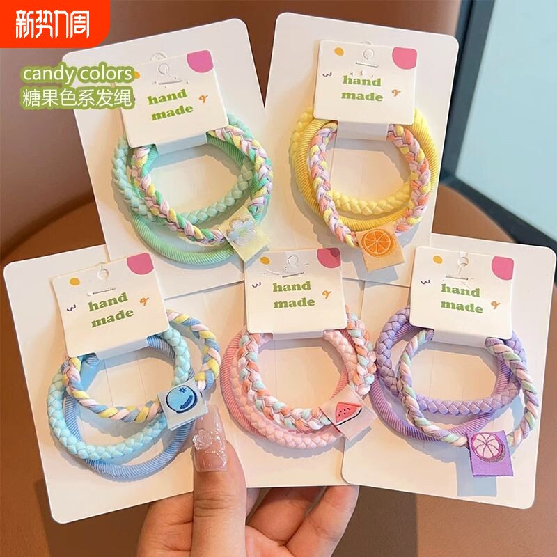 高弹力皮筋女扎头简约耐用不伤发头绳小女孩糖果色发圈高马尾发绳