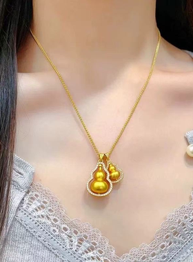同款沙金黄色色如意福锁古法葫芦八宝罗盘吊坠项链坠礼物