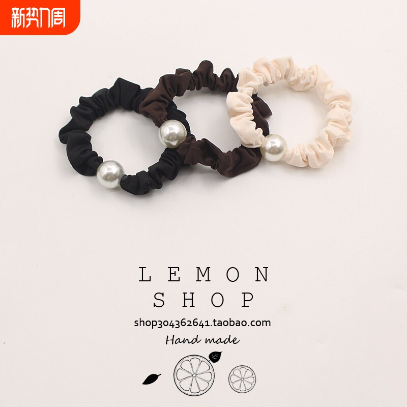 珍珠发圈小肠头绳大肠圈扎头发皮筋气质丸子头高弹力发绳红色黑色