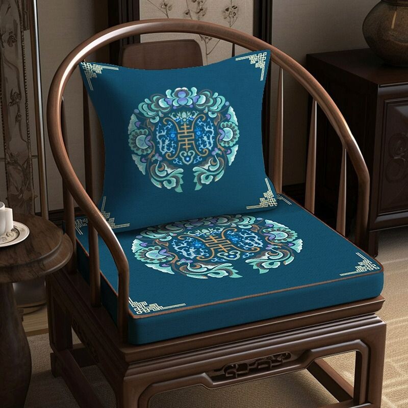 新中式茶椅实木家具沙发太师椅圈椅茶桌椅垫餐椅座垫红木椅子坐垫