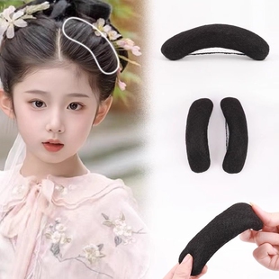 儿童汉服假发包古风盘发发髻秃子乐女古装扁牛角两侧垫发造型发丝