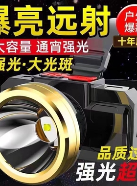 公牛适用LED头灯超亮强光头戴式户外家用充电夜钓鱼氙气矿灯感应