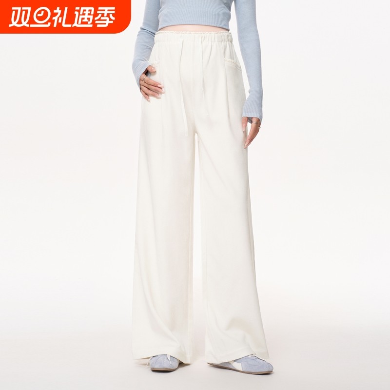 孕妇裤秋外穿花边加厚糯米裤秋冬装大码孕期不勒肚子阔腿长裤冬季