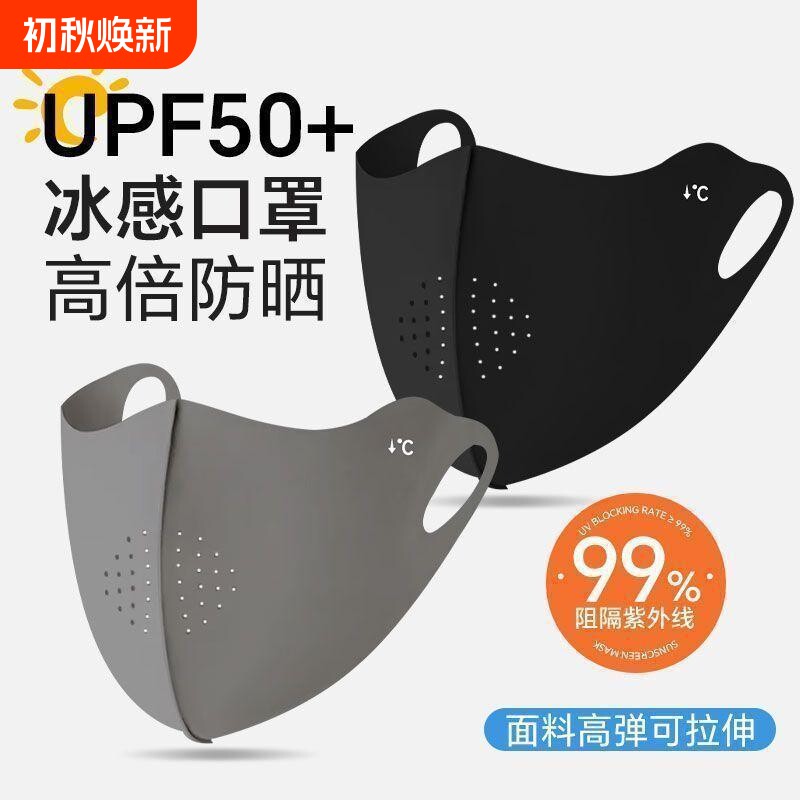 无痕防晒口罩防紫外线女高颜值夏季2026新款透气冰丝全脸面罩立体