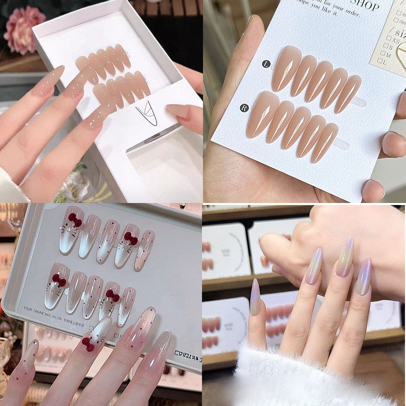 手工穿戴甲手工甲裸色纯色嬛嬛同