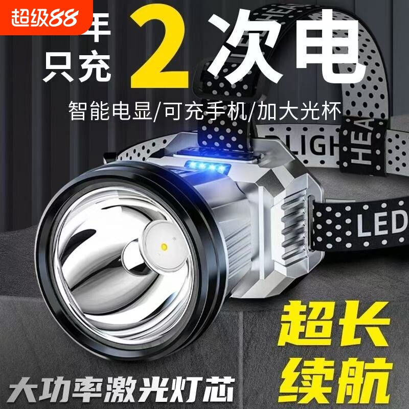 公牛适用头灯2025新款超亮头戴式感应超长续航钓鱼登山灯户外