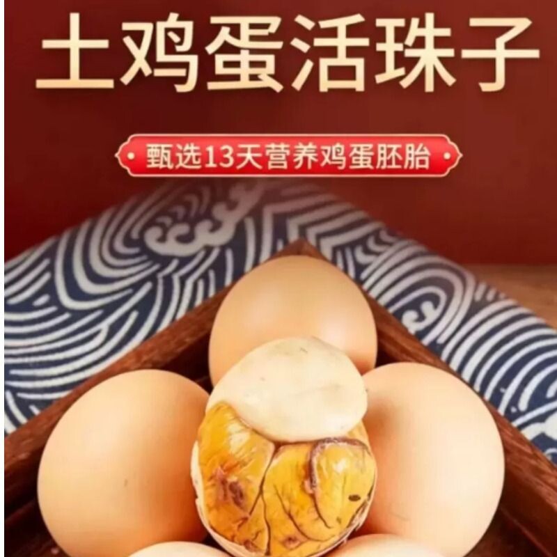 五香香辣活珠子喜蛋13天新鲜鸡蛋熟鸡胚毛鸡蛋钢化散养图片