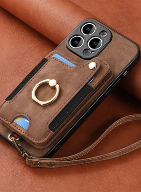 适用小米17ProMax手机壳civi4pro商务卡夹15/12SE手绳11Ultra装卡套14T插卡civi1s复古3s小众CC9简约风时尚潮