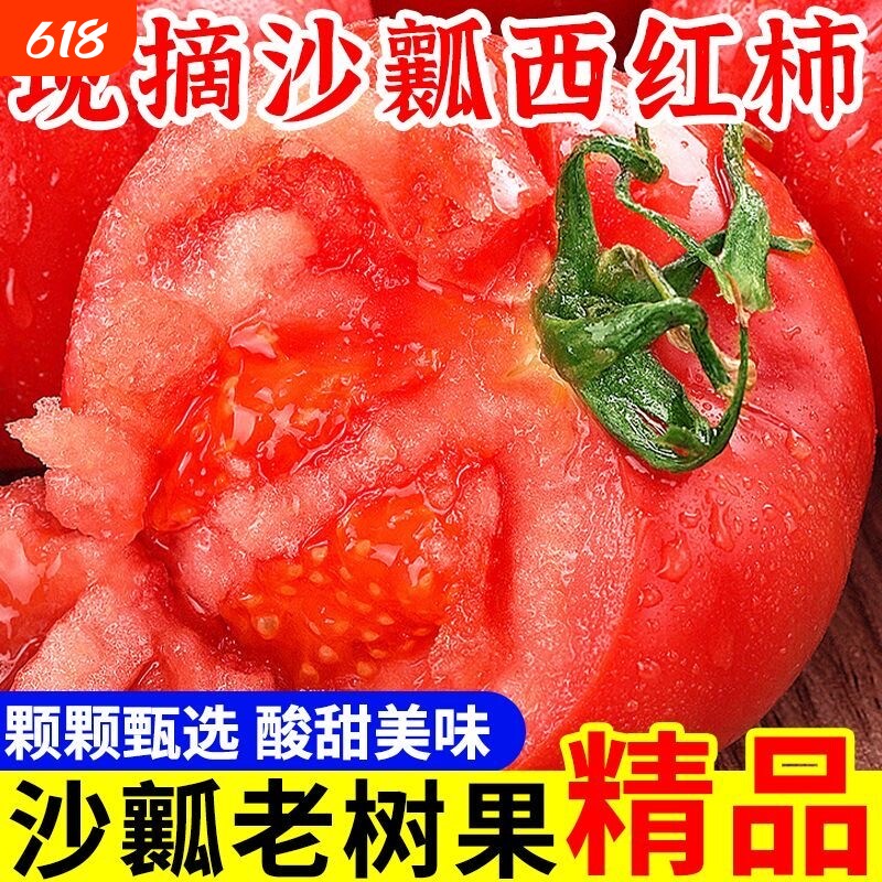 露天沙瓤番茄生吃西红柿新鲜大番茄自然熟水果粉柿子5斤装现摘
