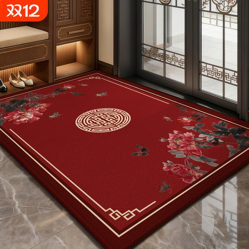 入户门地垫红色吸水地毯门垫家用门口进门高级玄关喜庆可裁剪脚垫
