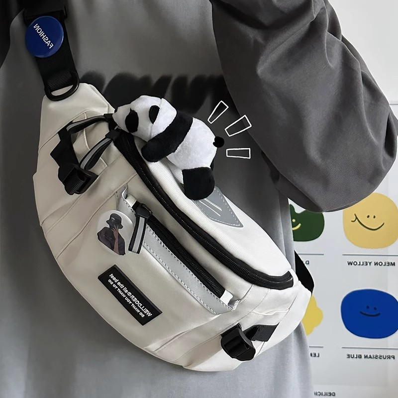 包包女2025新款胸包斜挎包男款腰包手机包饺子包运动帆布单肩背包