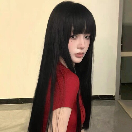假发女长发齐刘海黑长直发全头套自然仿真发jk日常假发套发型短发