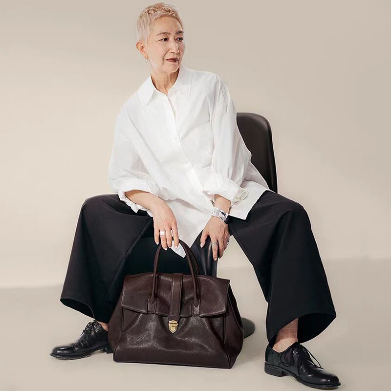 复古休闲公文包14寸大容量电脑包笔记本上班通勤包手提包托特包包