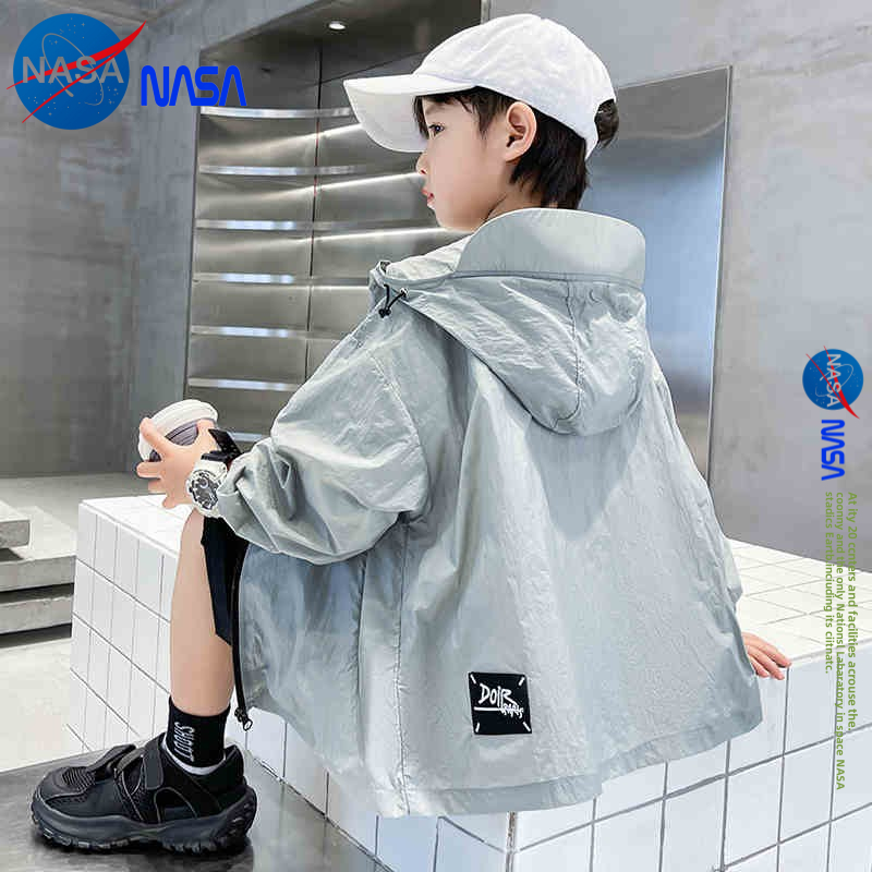 NASA男童夏装防晒衣外套薄款新款中大儿童夏季男孩防晒服大檐帽潮