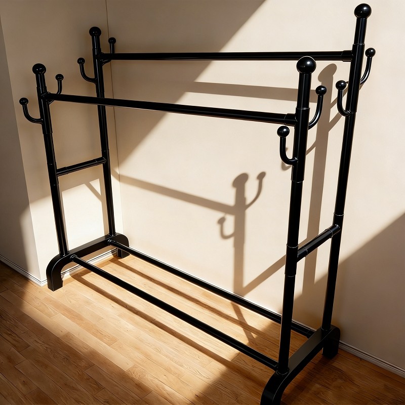 挂衣架衣帽架落地家用卧室简易阳台晾衣架多功能衣服整理架双杆