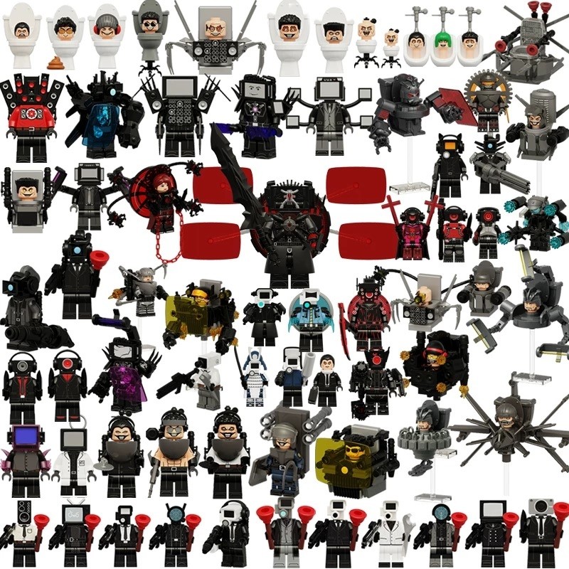 中国积木马桶人泰坦监控人末日守望者战损电视人手办拼装积木玩具