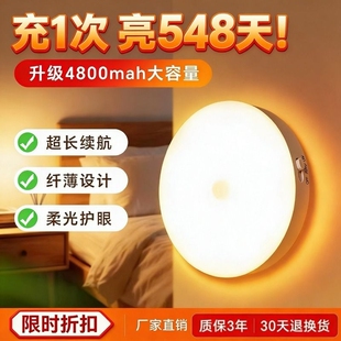 人来即亮感应灯新款led长续航充电夜间过道起夜免布线睡眠灯发光