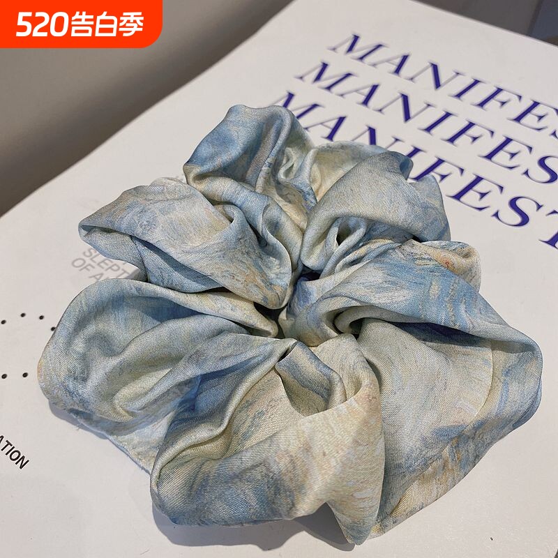 新款水墨油画大肠发圈扎染扎头发发圈优雅大肠圈发绳发头饰女艺术