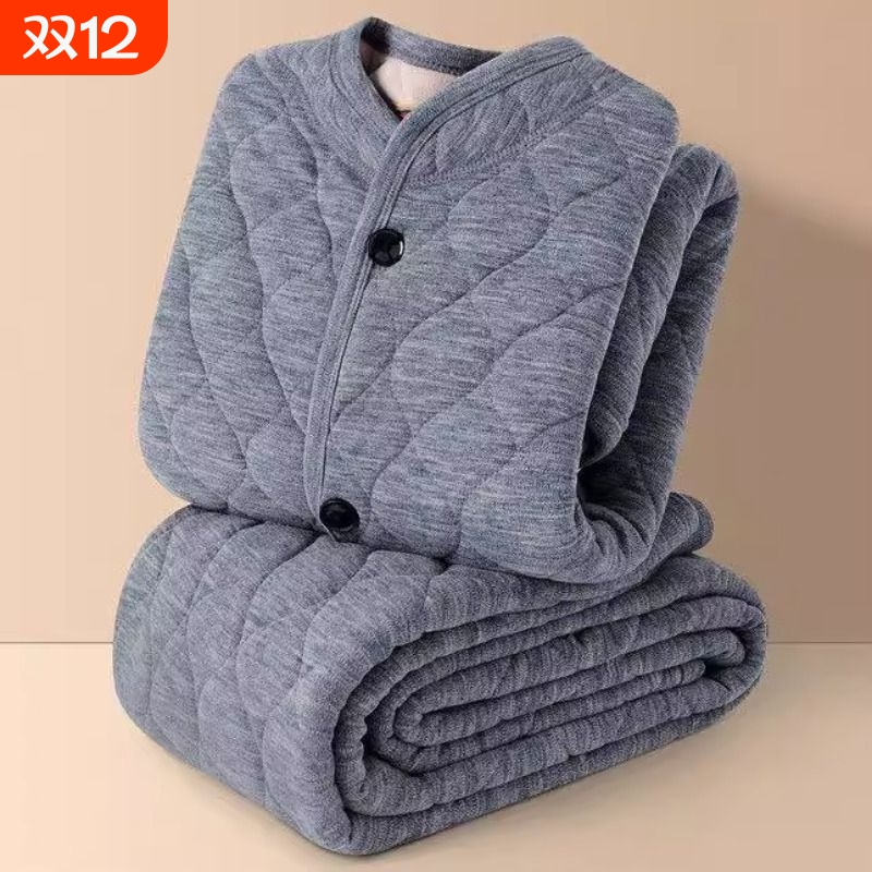 冬季中老年人男士棉衣棉裤套装爷爷加厚保暖两件套爸爸装居家棉袄