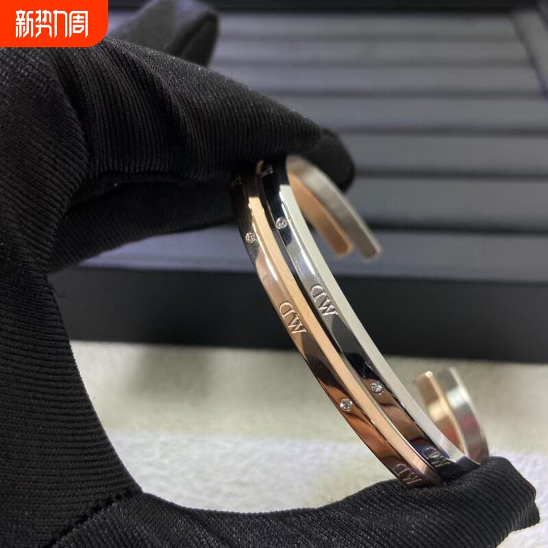 D家男女同款手镯 CLASSIC字母款开口情侣玫瑰金色手镯新年礼