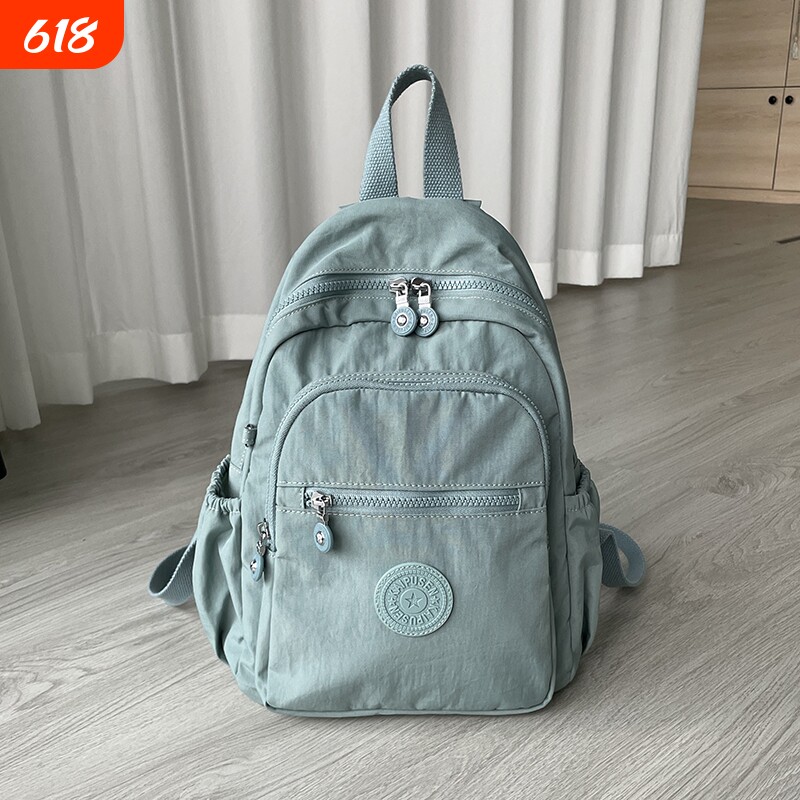 小号双肩包轻便双肩背包休闲百搭尼龙洗水布女红色防水蓝色粉色