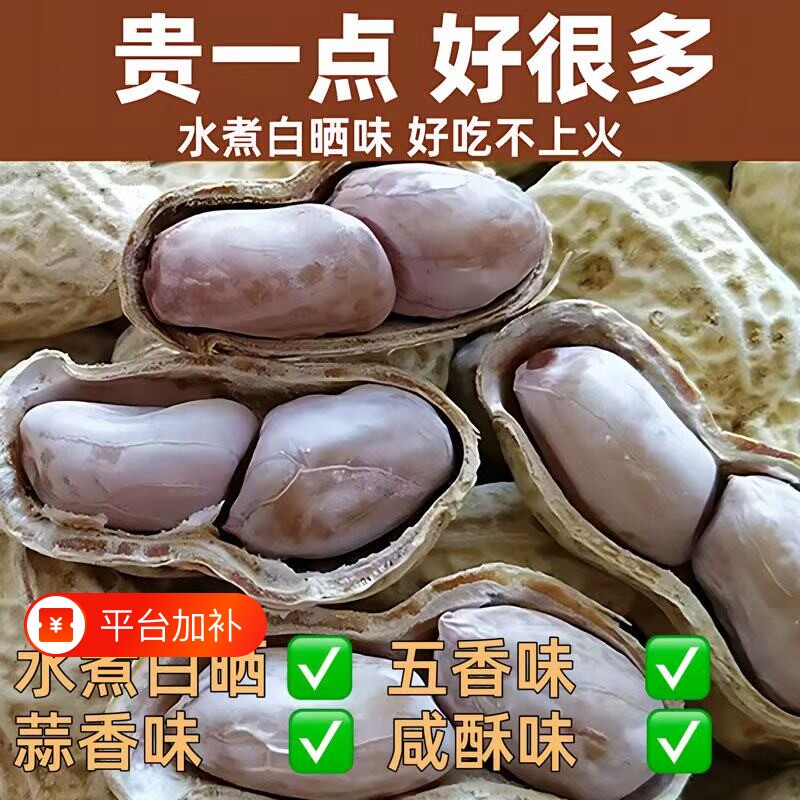 龙岩湿烤花生水煮日晒白晒咸干原味蒜香熟五香花生米带壳零食年货
