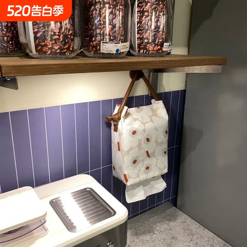悬挂洗脸巾袋抽取式下抽厨房纸巾收纳袋悬挂纸巾收纳盒法式中古风