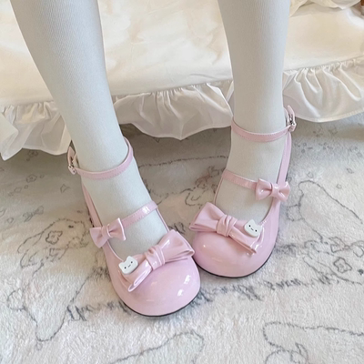 甜美可爱洛丽塔鞋仙女小泡芙蝴蝶结萌甜百搭lolita单鞋jk小皮鞋女