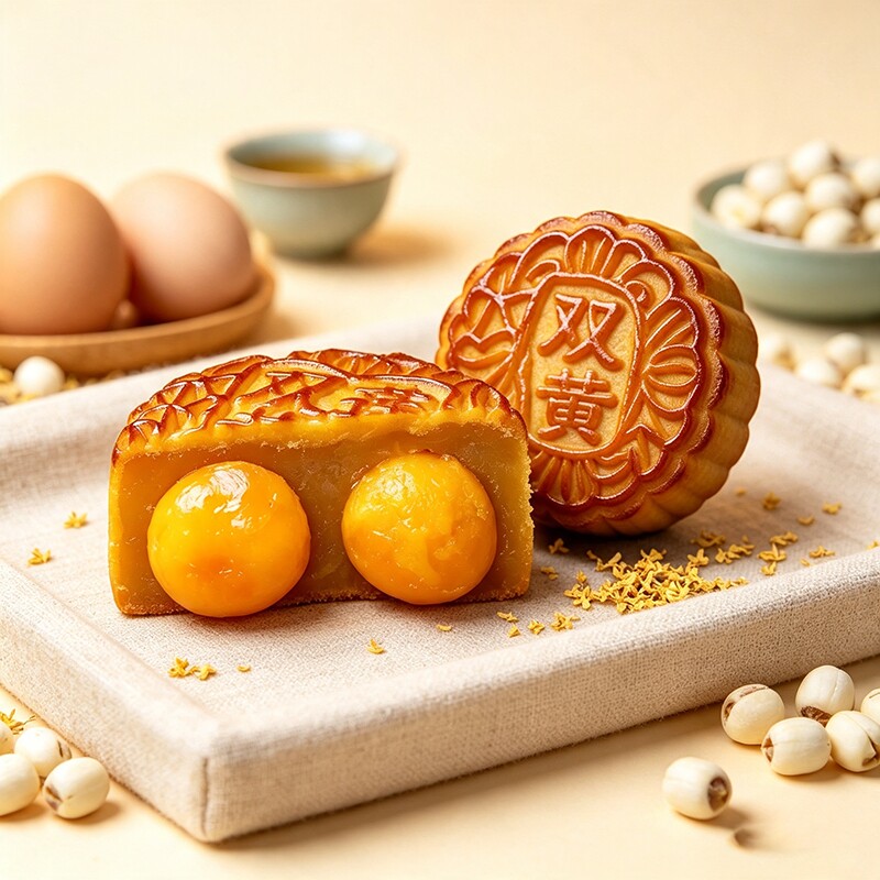 125g双蛋黄中秋月饼白莲蓉味月饼广式咸蛋黄糕点散装节送礼礼盒装