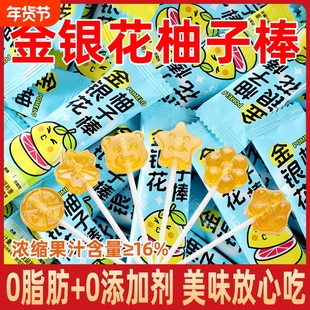 柚子糖果奖励学生棒棒糖儿童水果味小零食小吃无添加剂水果糖分享