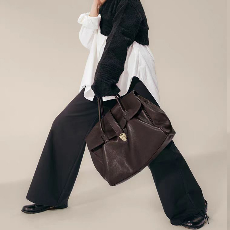 复古休闲公文包14寸笔记本电脑包大容量上班通勤包手提包托特包包