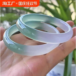 半山半水天然玛瑙玉髓手镯渐变翡翠镯子女士玉镯新款闺蜜女友礼物