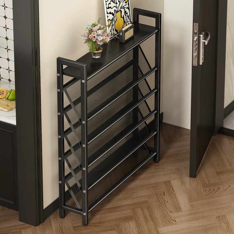 鞋架小窄门口多层家用室内铁艺超薄门后置物架入户小型简易鞋柜