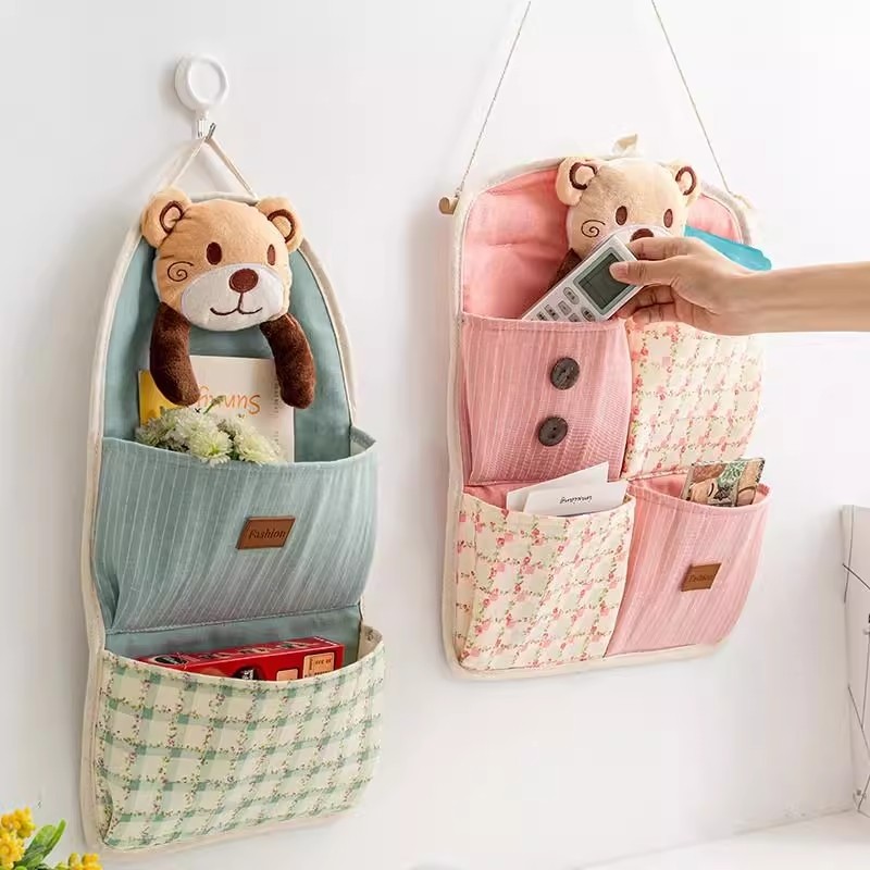 布艺钥匙手机杂物收纳袋宿舍神器门后挂墙上墙挂式学生壁挂袋墙壁