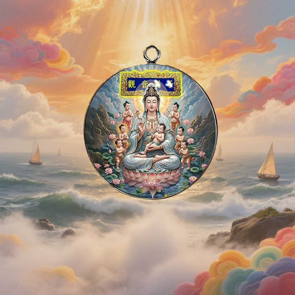 南海观世音吊坠挂饰饰品送子观音挂件福孖多多高端精美能量钥匙扣