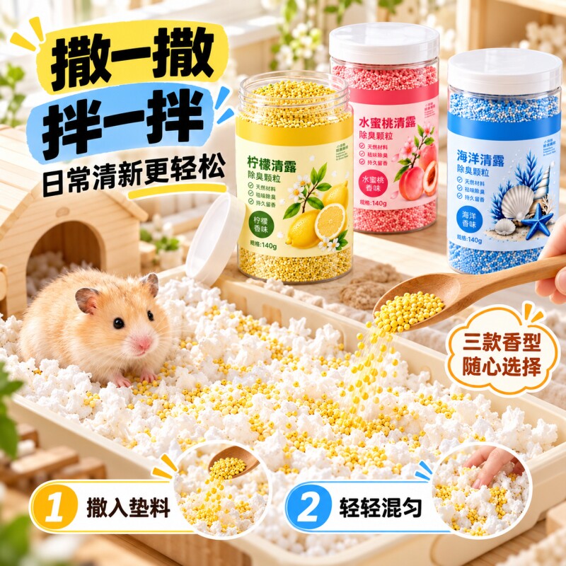 仓鼠除臭颗粒去味剂金丝熊豚鼠龙猫专用刨花垫料持久留香笼子用品