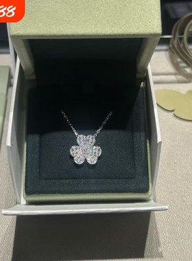 社交无压力顶级高定品质满钻三叶草项链花瓣S925纯银链玫瑰金白金