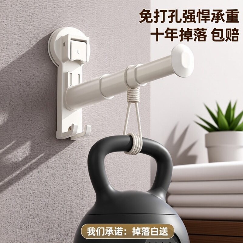 百悍吸盘晾衣架衣架收纳神器挂衣阳台可伸缩免打孔宿舍学生卧室