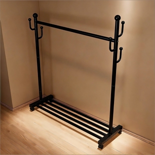 卧室衣帽架家用阳台晾衣架落地挂杆架子简易室内挂衣架衣帽间客厅
