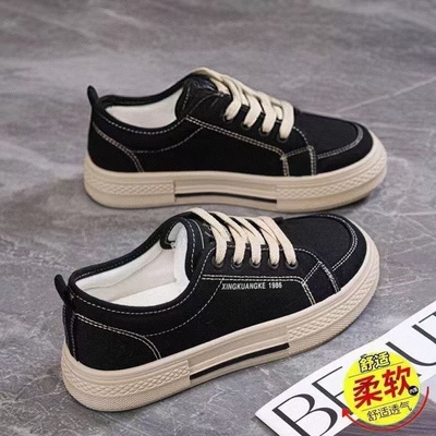 帆布鞋男2026新款厚底男鞋秋季透气男士板鞋软底休闲运动潮鞋春夏