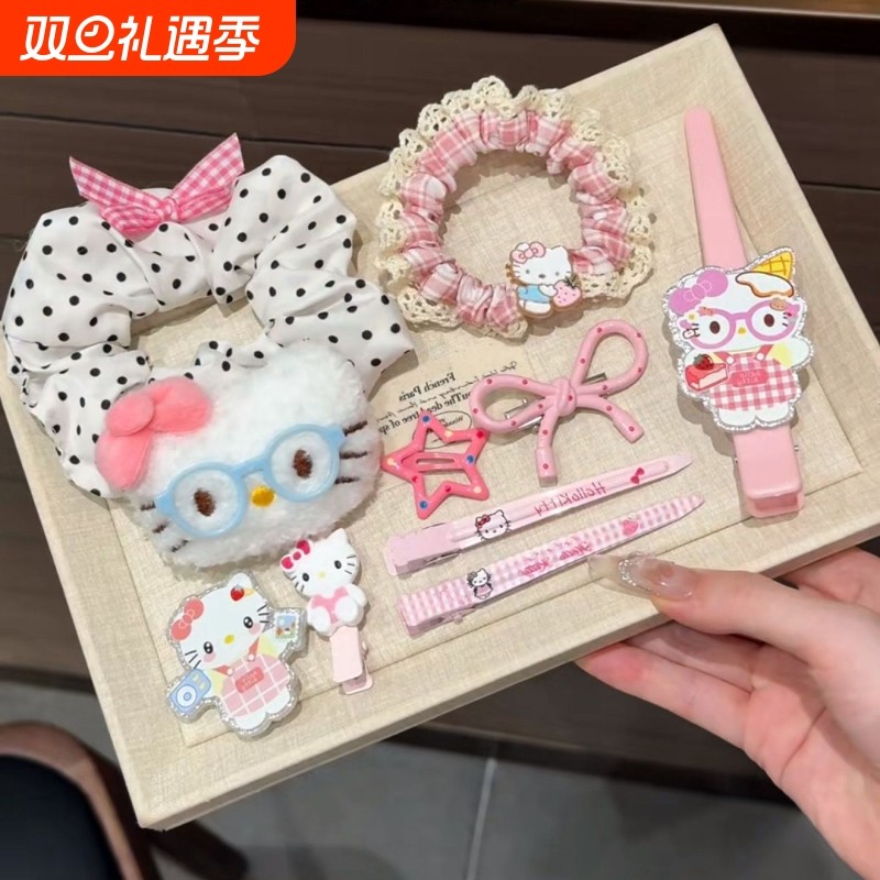 新款领结可爱喵咪ins鸭嘴夹少女卡通刘海头饰发饰猫咪动物高弹