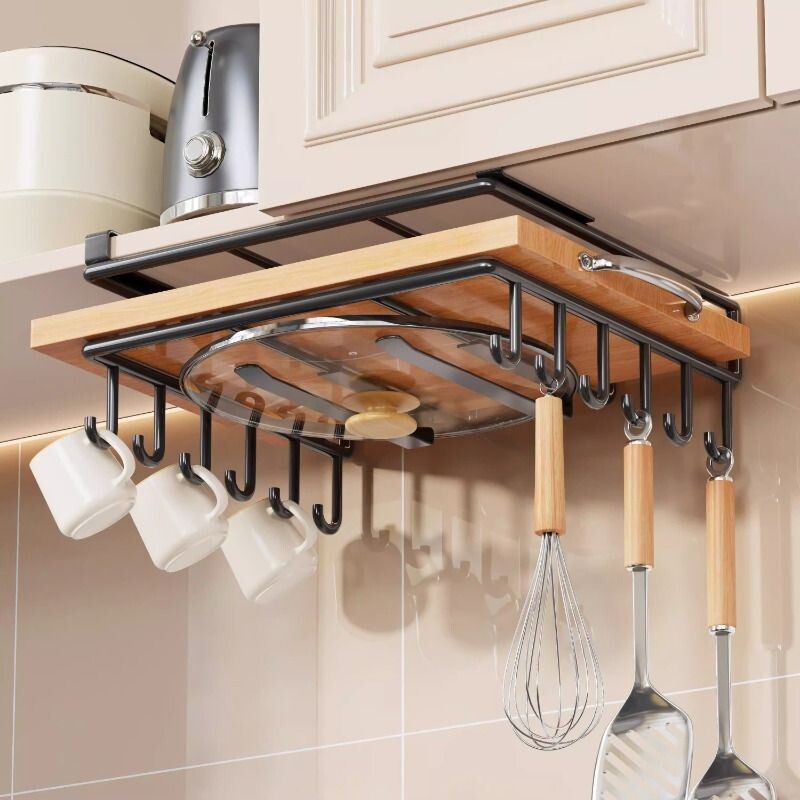 厨房置物架橱柜下挂架吊柜锅铲收纳免打孔挂壁锅盖砧板菜板放置架