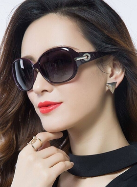 墨镜女士2025潮防紫外线高级感显瘦时尚偏光太阳眼镜开车圆脸黑色