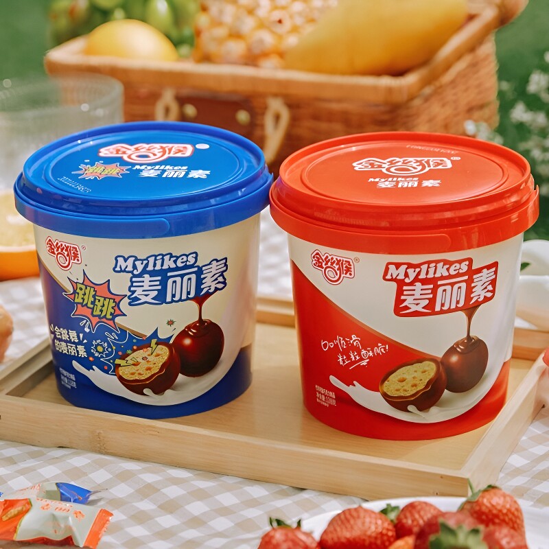 金丝猴麦丽素桶装巧克力豆原味跳跳休闲零食礼盒装代可可脂小包装