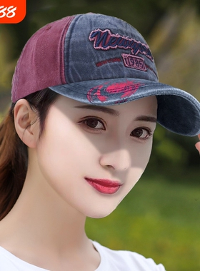 棒球帽帽子女百搭高档鸭舌帽户外防晒遮阳帽大脸显瘦女潮红色宽檐