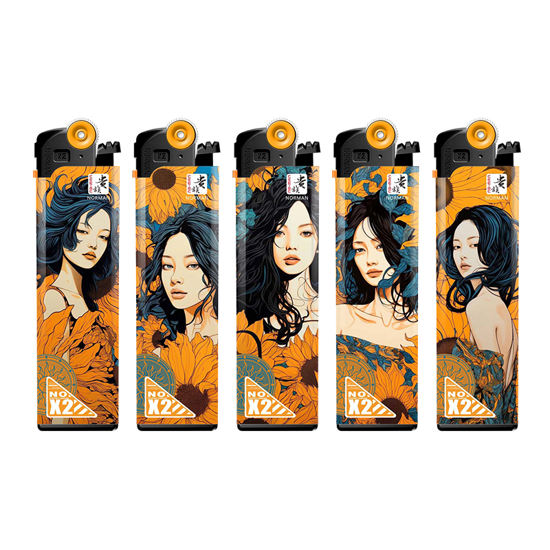 贵族火石砂轮打火机一次性塑料明火滚轮式可充气个性滑轮齿轮防爆