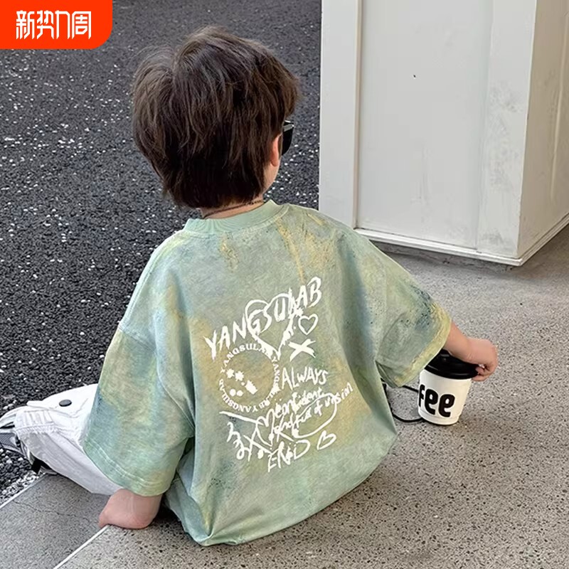男童短袖t恤夏款2026新款夏季男孩薄款帅气上衣儿童半袖宽松夏装