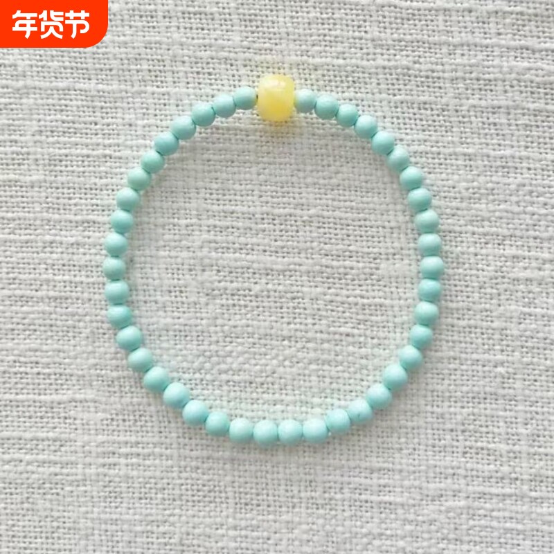 绿松石手串盘玩女生蜜蜡手链小众高级感精致玉石新中式手饰