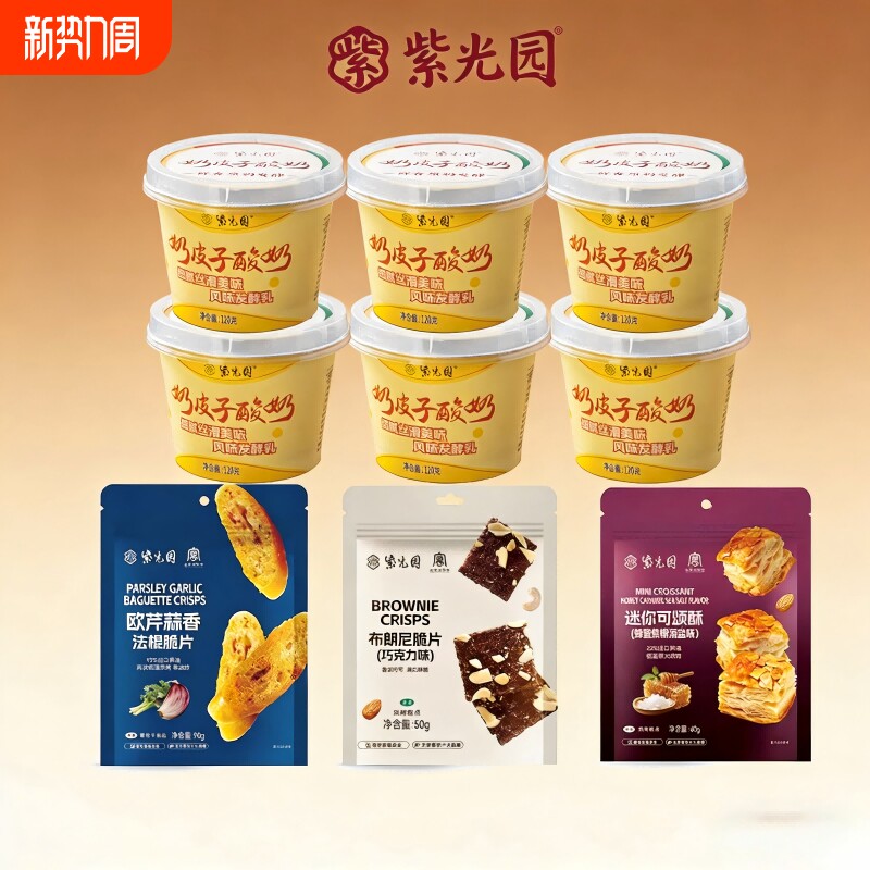 紫光园奶皮子酸奶风味凝固酪乳制品北京清真小吃120g*6美味原味