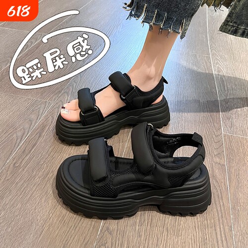 运动凉鞋女2025新款夏外穿厚底增高休闲百搭显高配裙子老爹凉鞋12